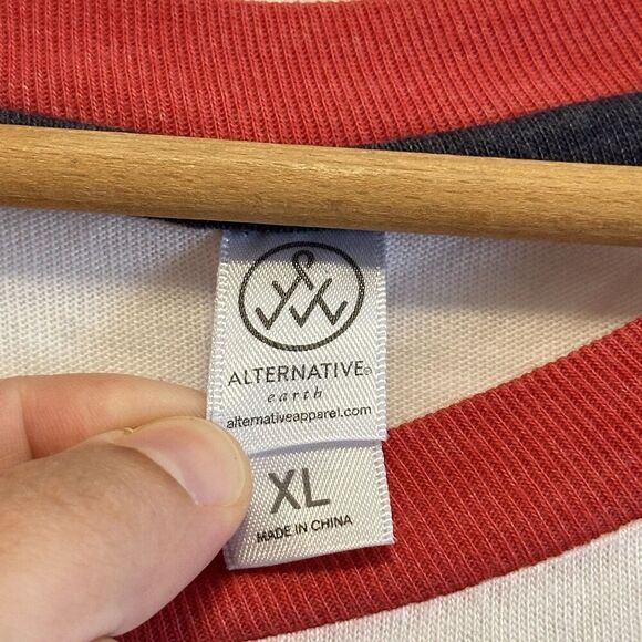 Alternative Earth Womens America USA Red White and Blue 3/4 Sleeve Shirt Sz XL - Picture 4 of 7